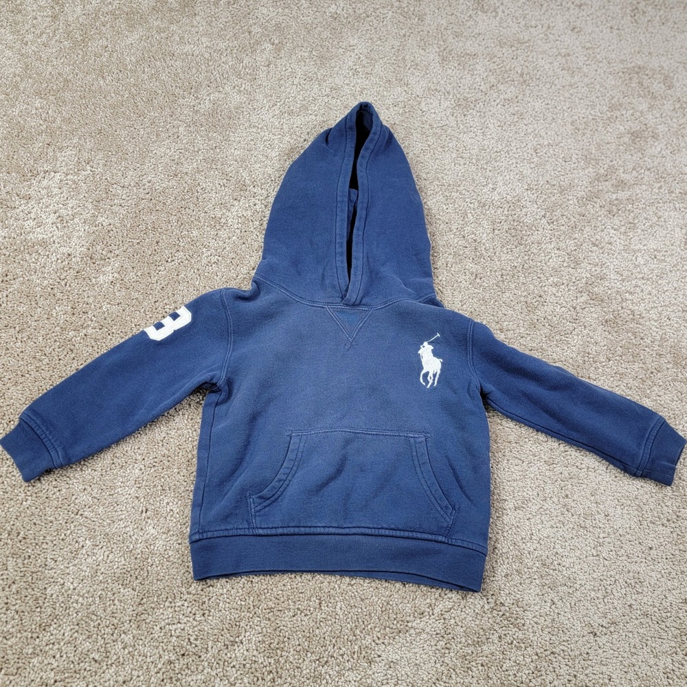Polo Ralph Lauren Kids Navy Blue Big Pony Pullover Hoodie Size 24M